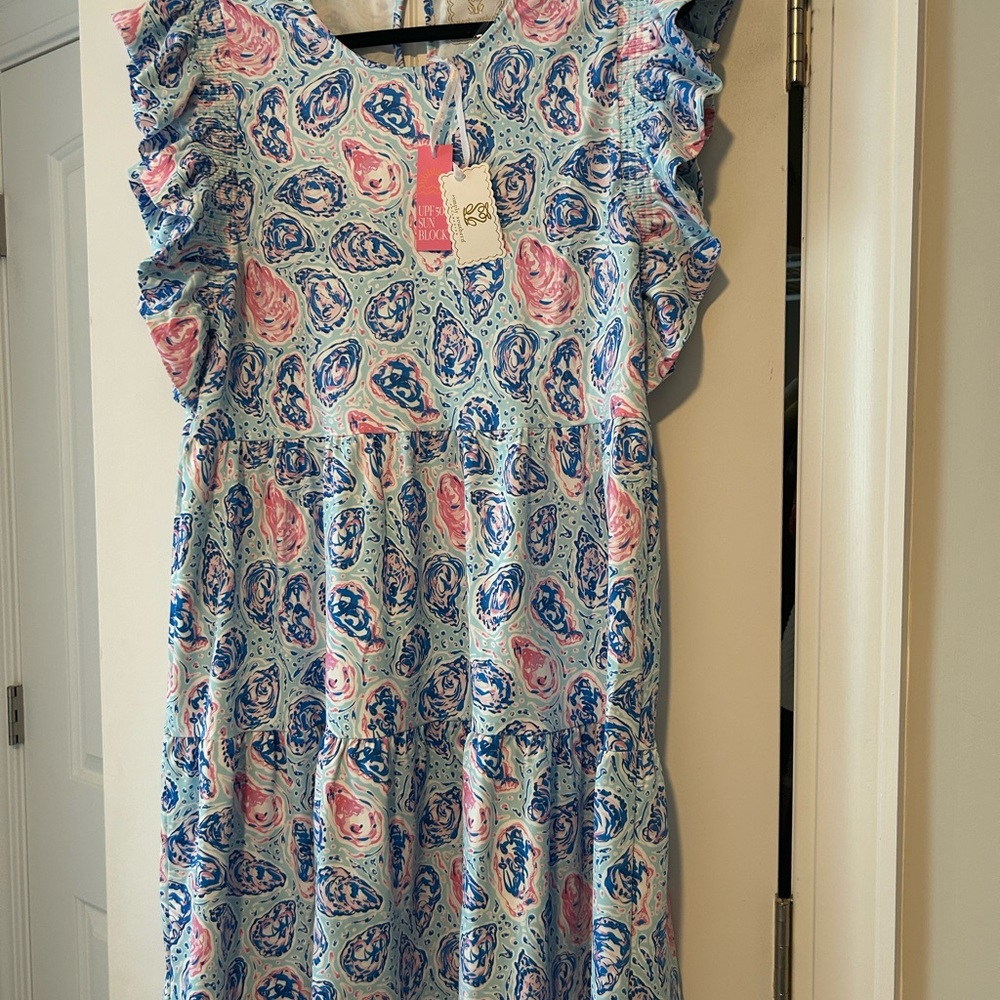 Simply Southern Light Blue Coastal Ruffle Tiered Dress